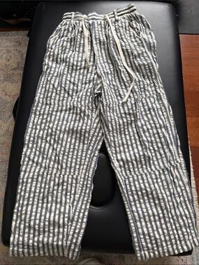 BDG Blue and White Striped Elastic Waist Pants